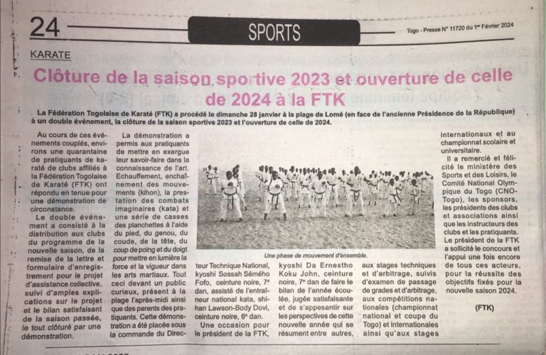 OUVERTURE DE LA SAISON SPORTIVE 2024